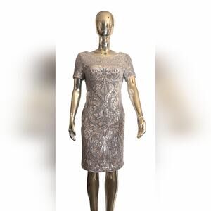 R&M Richards Embellished Sequinned Sheath Dress